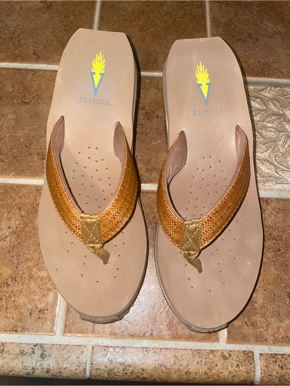 Volatile Women's Metallic Copper-Bronze Thong Sandals